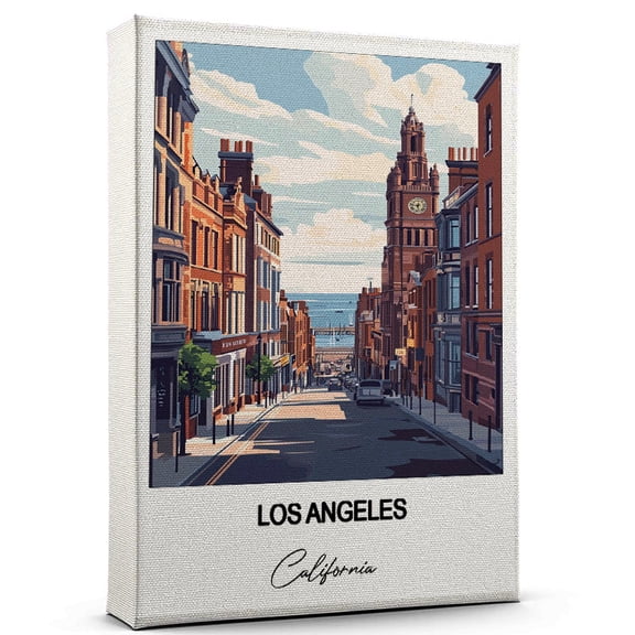 Los Angeles Travel Canvas Wall Art Beautiful Travel Decor for Bedroom, Office California Canvas Print Serene and Scenic Wall Decor Gift for Travel Lovers