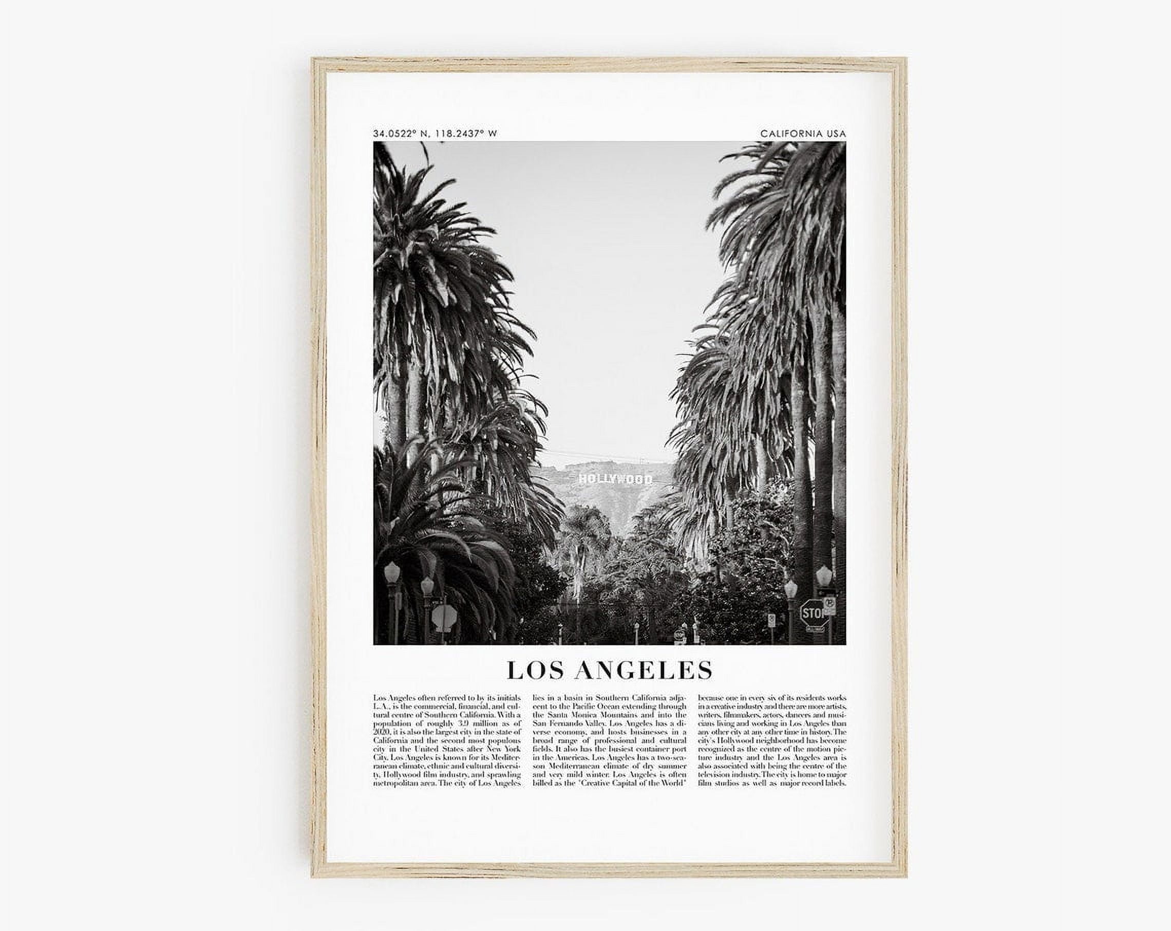 Los Angeles Travel Poster, Black And White Travel Print, La Print City ...