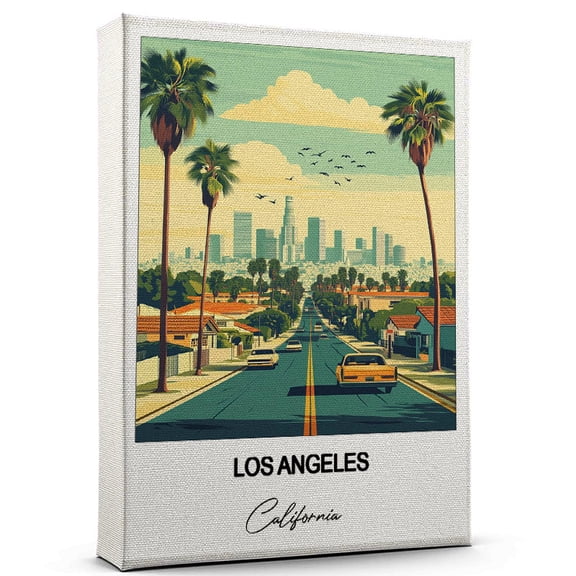 Los Angeles Travel Poster Canvas – California Canvas – Unique Gift Idea for Home, Office, or Living Space