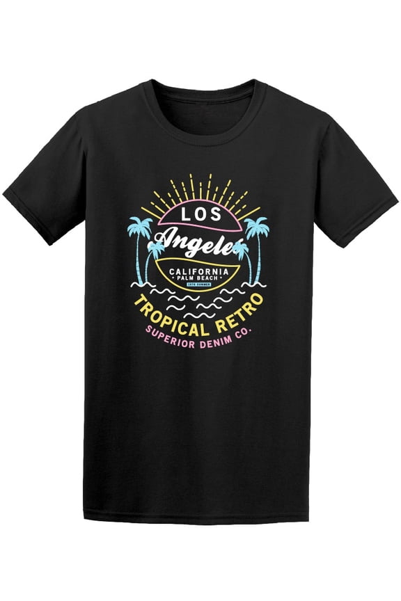 Los Angeles Tropical Retro Beach T-Shirt Men -Image by Shutterstock, Male Large