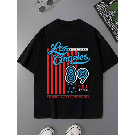 Los Angeles USA Tee mens 180G 100% Cotton white Fashion Unisex Shirt Crewneck tshirts Vintage Unisex Shirt Graphic tshirts Unique Design Unisex Shirt Printed tshirts