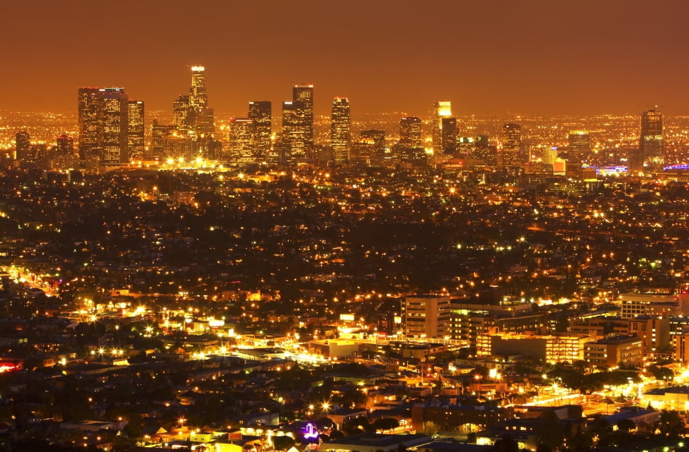 Los Angeles Urban City at Sunset Canvas Art - Design Pics Vibe Design Pics (34 x 22)