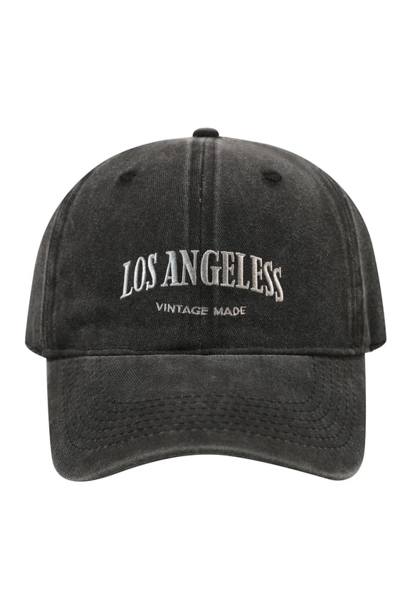 Los Angeles Vintage Made Embroidered Washed Cotton Baseball Cap for Adults, Adjustable Casual Retro Dad Hat