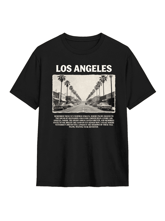 Los Angeles Vintage Photo Retro Palm Tree Graphic Tee for Men and Women California Beach Cotton Short Sleeve T Shirt