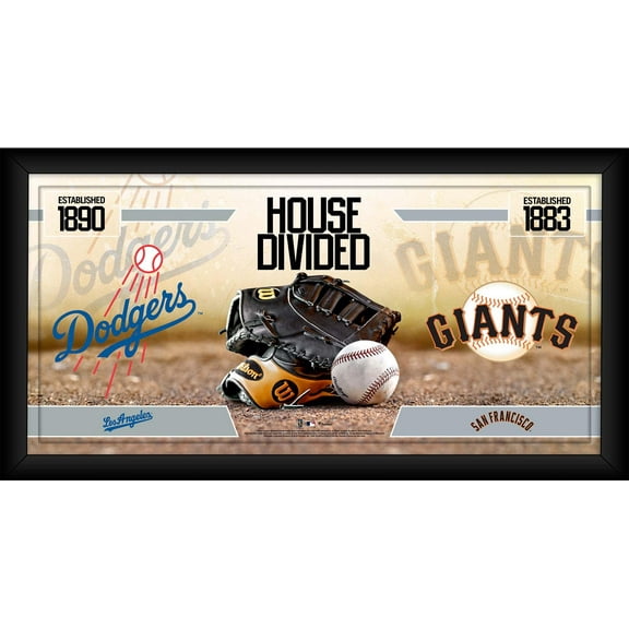 Los Angels Dodgers vs. San Francisco Giants Framed 10" x 20" House Divided Baseball Collage