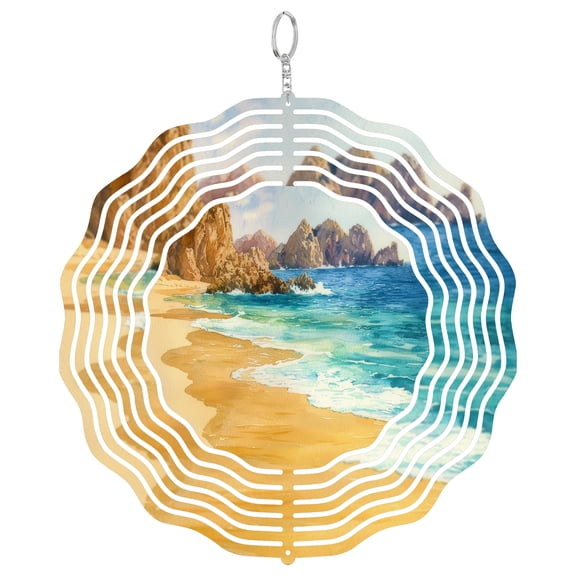 Los Cabos Mexico Arch 3D Wind Spinner Stainless Steel Kinetic Art Coastal Garden Decor Baja California Gift