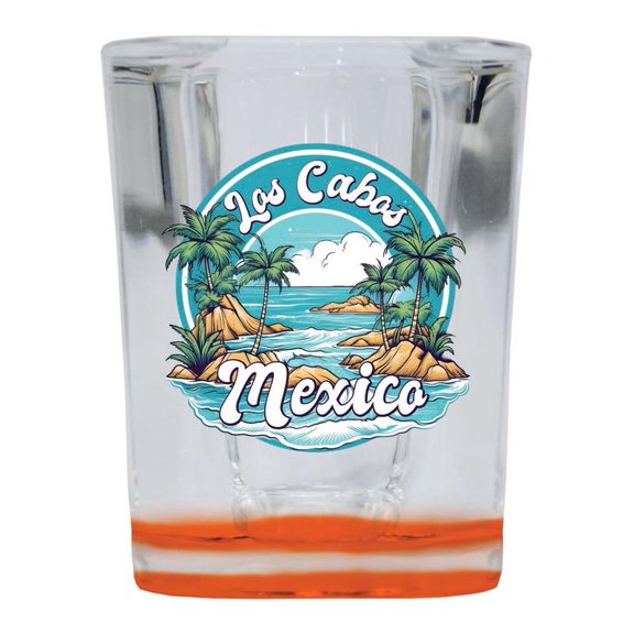 Los Cabos Mexico Design A Souvenir 2 oz Square Shot Glass Orange
