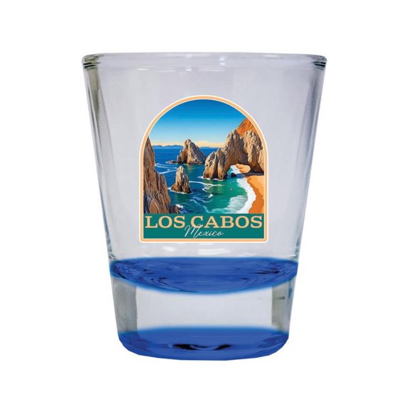 Los Cabos Mexico Design B Souvenir 2 oz Round Shot Glass Blue