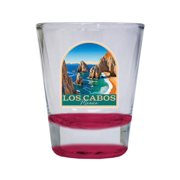 Los Cabos Mexico Design B Souvenir 2 oz Round Shot Glass Red