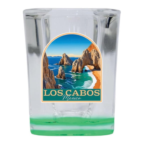 Los Cabos Mexico Design B Souvenir 2 oz Square Shot Glass Green