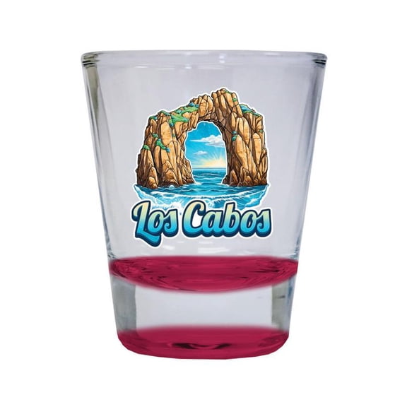 Los Cabos Mexico Design C Souvenir 2 oz Round Shot Glass Red
