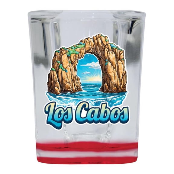 Los Cabos Mexico Design C Souvenir 2 oz Square Shot Glass Red