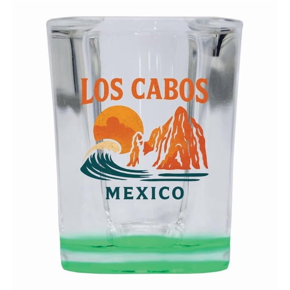 Los Cabos Mexico Vintage Design Souvenir 2 oz Square Shot Glass – Green