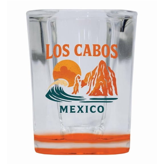 Los Cabos Mexico Vintage Design Souvenir 2 oz Square Shot Glass – Orange