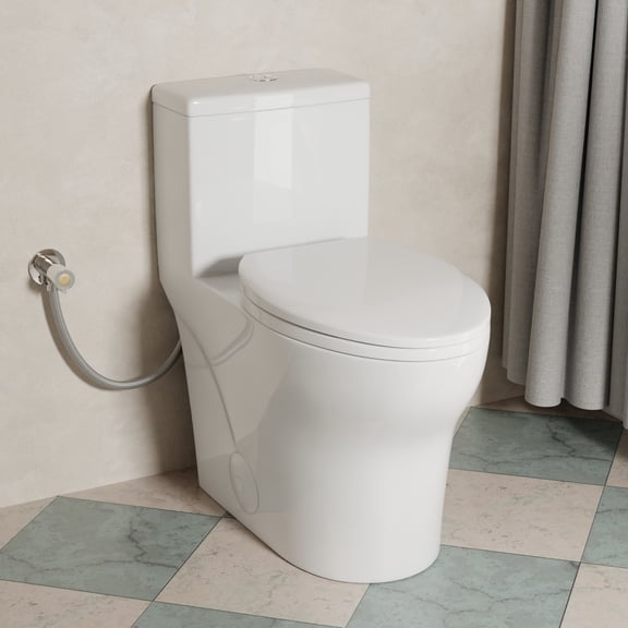Los Flexi 17" ADA Comfort Chair Seat Height One Piece Toilet, 1.0/1.28 GPF Dual Flush Elongated Toilets for Bathroom, 12" Rough-In, Soft-Close Seat & Installation Kit