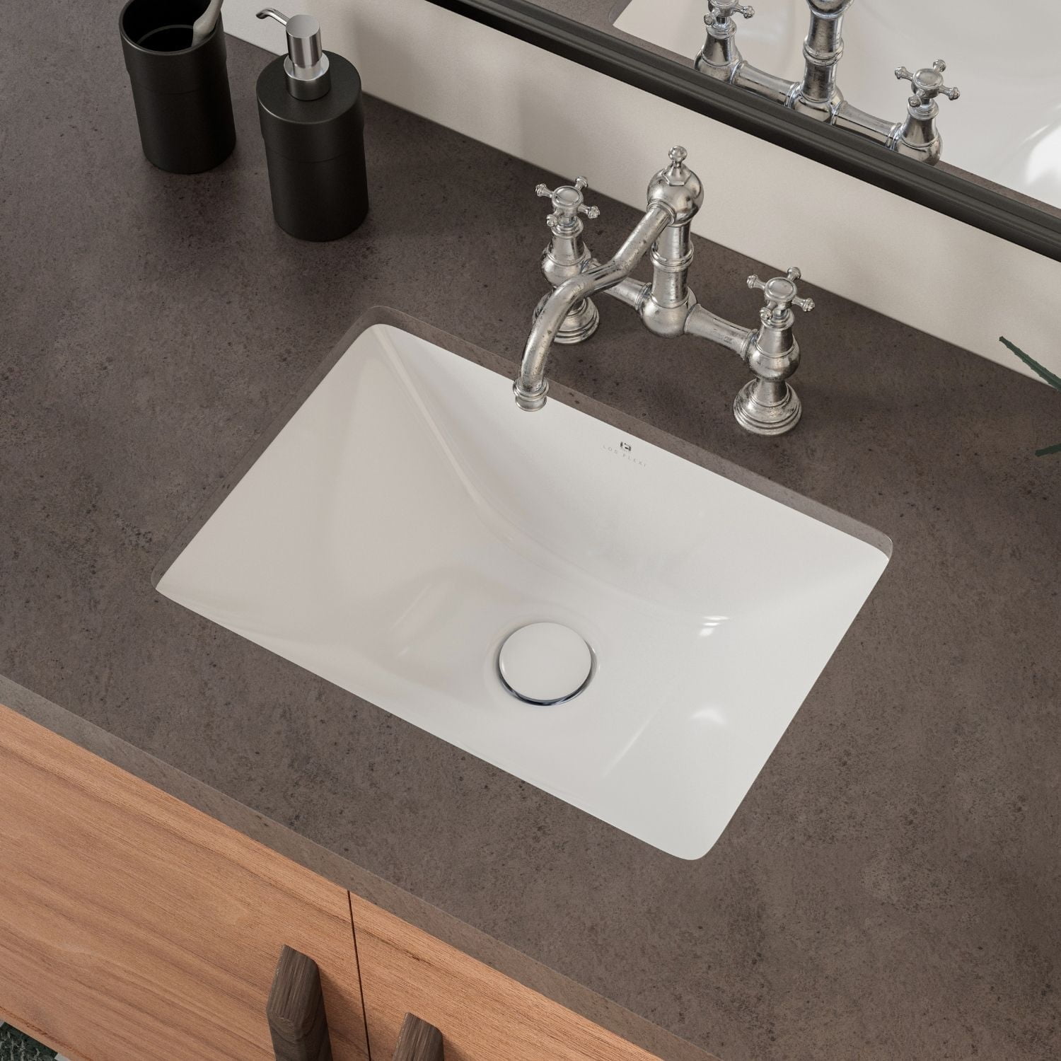 Los Flexi 18″ x 13″ Undermount Bathroom Sink Rectangle, White Ceramic Undermount Lavatory Sink with Overflow