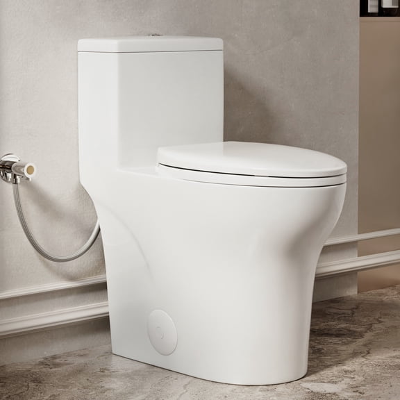Los Flexi 19 Inch High Toilet with 1.0/1.28 GPF Dual Flush, One Piece Tall Toilet for Seniors, With Comfort Elongated Bowl, Soft-Close Seat, 12" Rough-In & Full Installation Kit