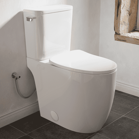 Los Flexi 21" Extra Tall Toilet for Seniors, ADA Compliant Two-Piece Skirted Toilet with Cyclone Flush, Elongated Bowl, Soft-Close Seat, Chrome Lever, 1.28 GPF, 12" Rough-In