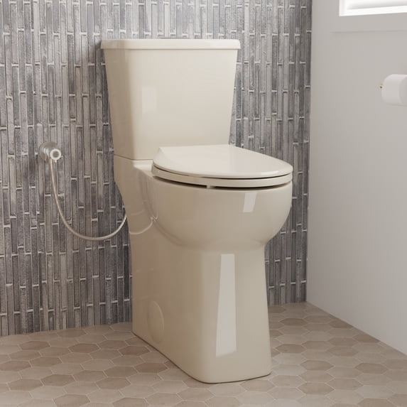 Los Flexi 21 Inch Extra Tall Toilet for Seniors, Bone Toilet Two Piece With Skirted Design, Powerful Siphon Jet, 1.1/1.28 GPF Dual Flush, Soft-Close Seat and Quick Install, 12'' Rough-In