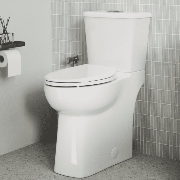 Los Flexi 21 Inch Extra Tall Two-Piece Skirted Toilet with 1.1/1.28 GPF Dual Flush, Elongated Bowl, Soft-Close Seat & 12" Rough-In
