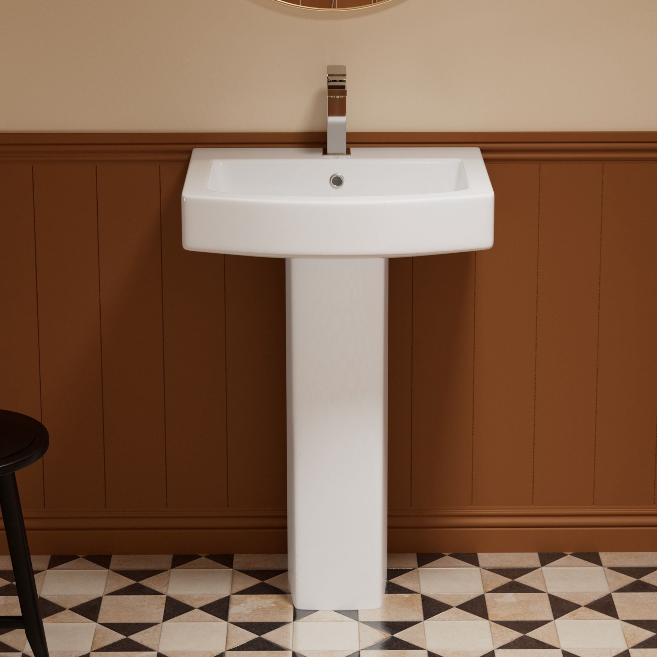 Los Flexi 22"W x 17"D Rectangular Glossy White Ceramic Pedestal Sink ...