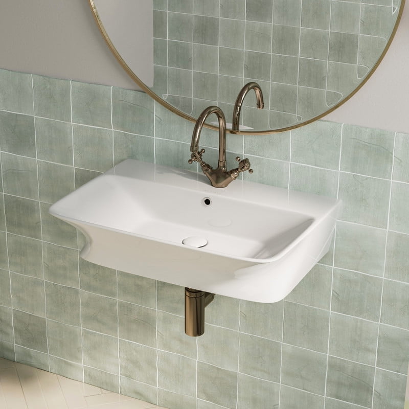 Los Flexi 24" Wall Hung Bathroom Sink, Rectangular Vessel Sink with ...
