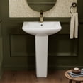 thumbnail image 1 of Los Flexi 24" x 19" Modern Rectangular Ceramic Pedestal Sink, Compact Design with Overflow and Pre-Drilled Faucet Hole, 1 of 14