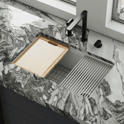 Los Flexi 30    19  White Kitchen Sink Fireclay Workstation Offset Drain Dual Mount Installation Deep Single Bowl Drying Rack Cutting Board Included