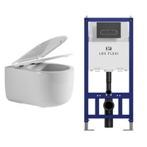 Los Flexi Compact Wall-Mount Toilet Set - Round Bowl, In-Wall Tank, Tornado Flush, Actuator Plate Included