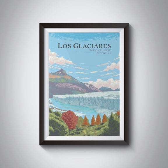 Los Glaciares National Park Poster, Argentina, South America, Vintage Travel Print, Austral Andes, Perito Moreno, Lake Argentino, Unesco Art Wall Art, Modern Wall Decor, 16x24 UNFRAMED