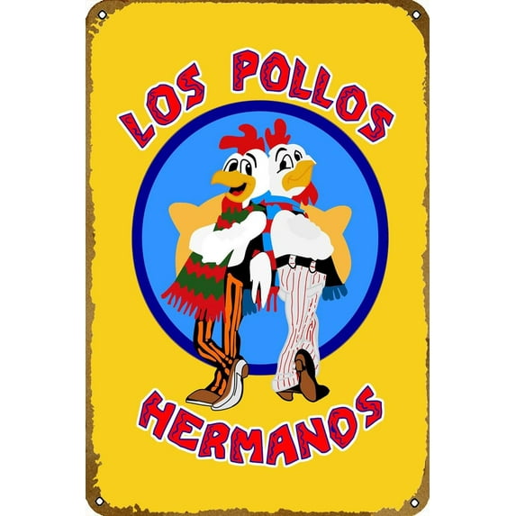 Los Pollos Hermanos Logo From Breaking Bad poster Tv Show Retro Tin Sign Durable Wall Art Decor Movie Metal Sign Home Vintage Bedroom Decoration Sign 8x12 inch