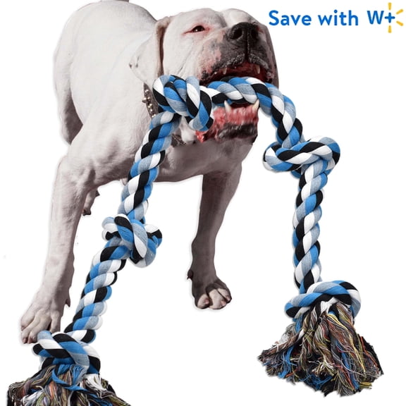 LosFong Indestructible Dog Toys for Aggressive Chewers Tough Rope Chew Toy with 5 Knots, 3 Feet, Perfect for Large & Medium Dogs, Helps Clean Teeth and Ideal for Tug of War