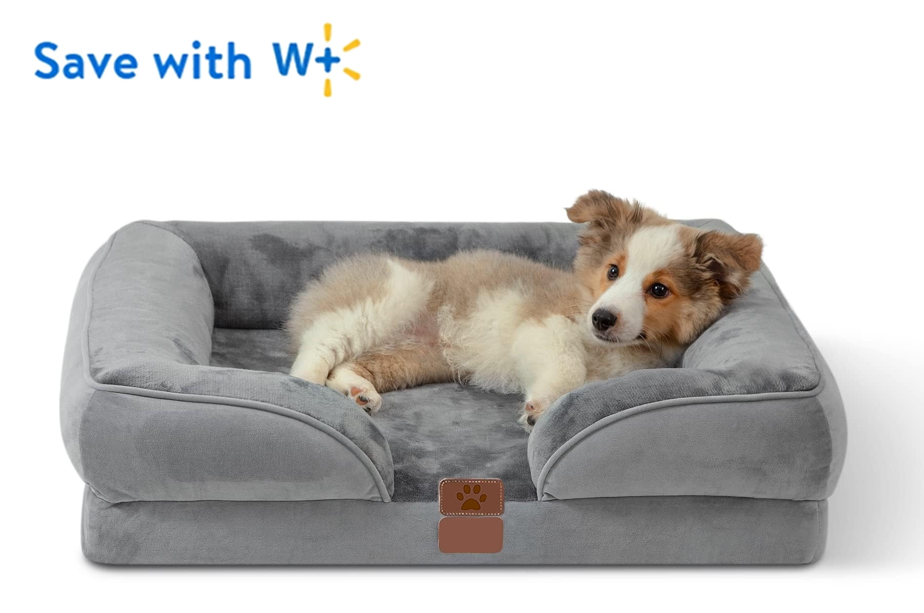 LosFong Orthopedic Dog Bed for Medium Dogs, Waterproof Memory Foam Medium Pet Beds with Sides, Non-Slip Bottom and Egg-Crate Foam Dog Couch Sofa Bed with Washable Removable Cover, Grey, Medium