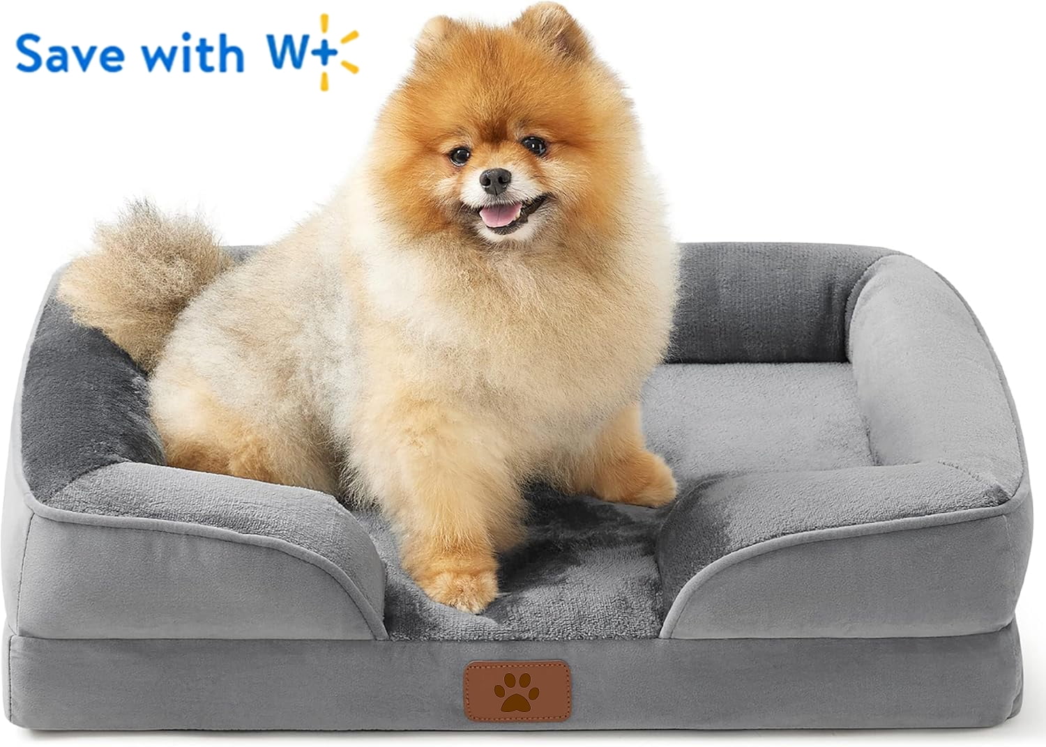 LosFong Orthopedic Dog Bed for Small Dogs, Waterproof Memory Foam Small Pet Beds with Sides, Non-Slip Bottom and Egg-Crate Foam Medium Dog Couch Sofa Bed with Washable Removable Cover, Grey