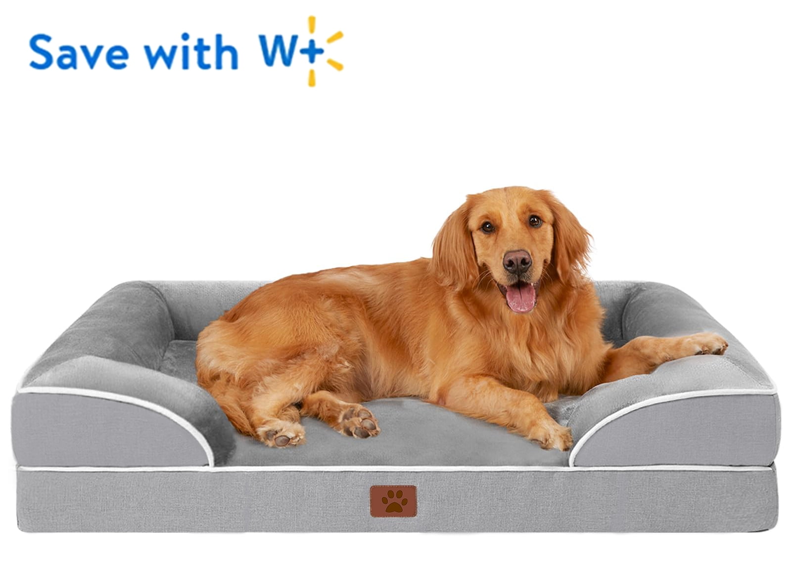 LosFong Orthopedic Dog Beds for Large Dogs, Waterproof Memory Foam Large Pet Bed with Sides, Non-Slip Bottom and Egg-Crate Foam Dog Couch Sofa Bed with Washable Removable Cover, Grey, Large
