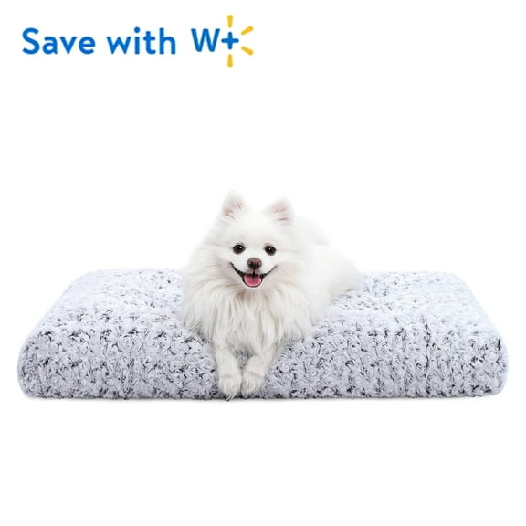 LosFong Washable Dog Bed Deluxe Plush Dog Crate Beds Comfy Kennel Pad Anti-Slip Pet Sleeping Mat for Large, Jumbo, Medium, Small Dogs Breeds, 29" x 21", Gray