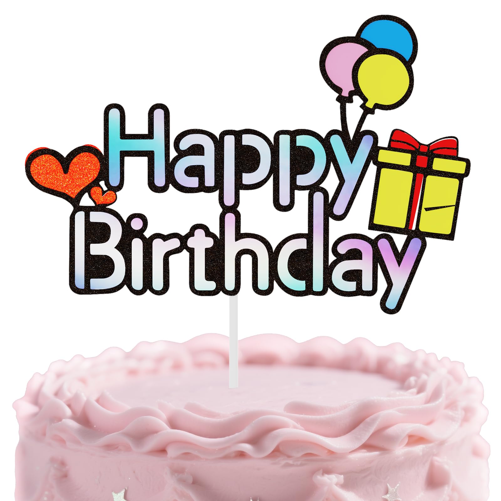 Losaria Happy BirthdayTRDN Cake Topper - Bright Rainbow Color Birthday ...