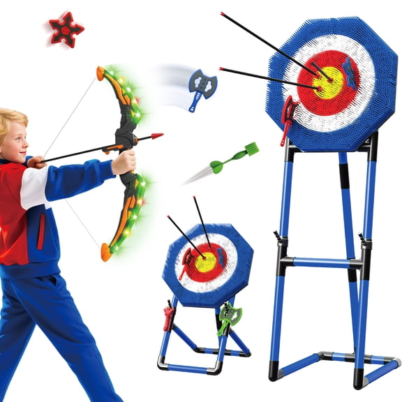 Losbenco Axe Throwing Game for Backyard, Throwing Target Set with Bristle Dartboard, Bow & Arrow Toys, Indoor & Outdoor Games for Adults, Kids & Family, Yard Carnival Games