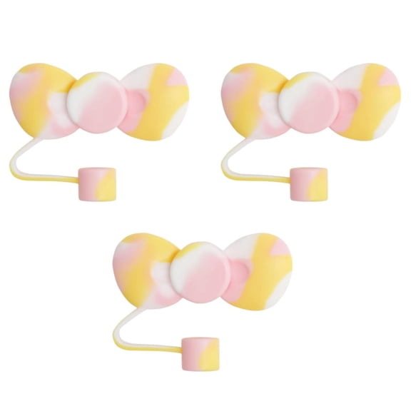 Lose Money Clearance!3 Pcs Cute Bow Covers Cap Toppers Tips Compatible with 40/30 Oz Tumbler Cups Reusable Cute Silicone Lids Protectors for 0.4 In/10Mm Ley Cups Accessories