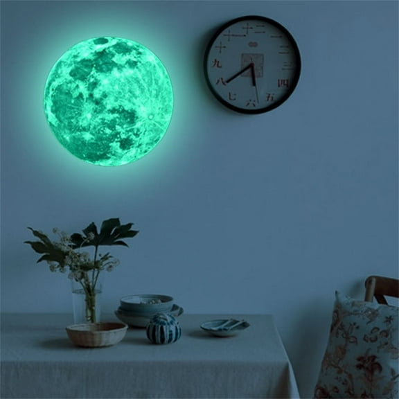 Lose Money Clearance!3D Large Moon Removable Glow In The Dark Sticker Planet Decal Solar System Decoration for Room Wall Or Ceiling Wall Art