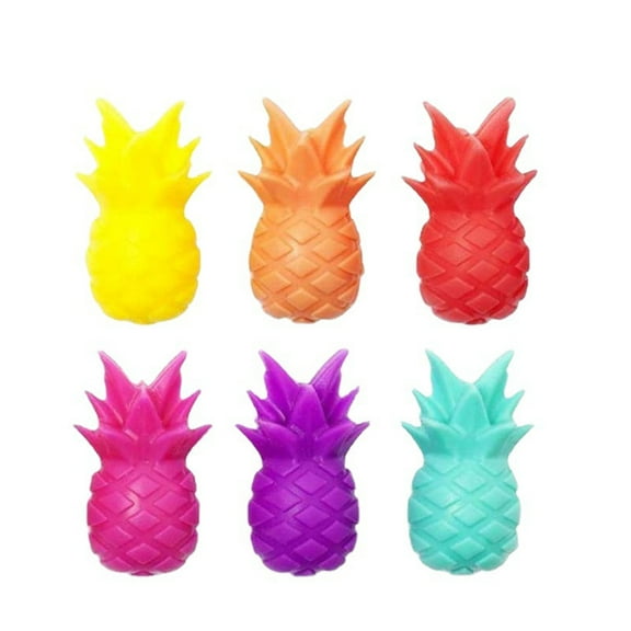 Lose Money Clearance!6 Wine Glass Charms Drink Markers Cute Pineapple Glass Identifiers Silicone Pineapple Wine Glass Marker for Glasses Beer Mugs