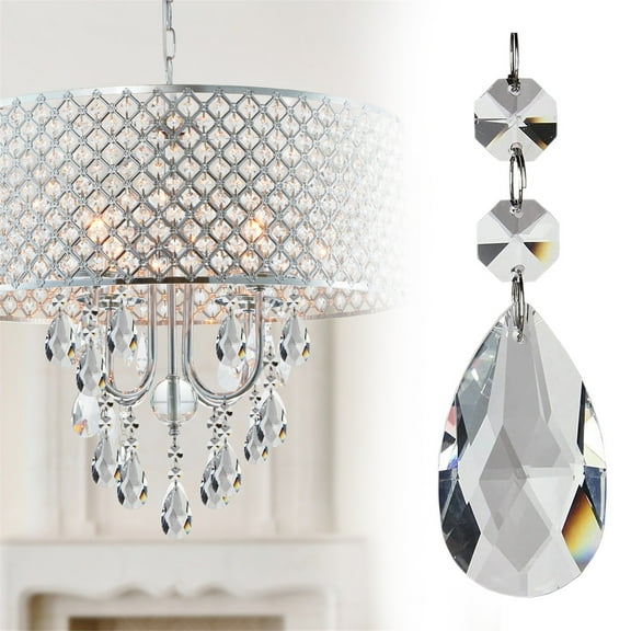 Lose Money Clearance!Transparent Teardrop Shaped Chandelier Chandelier Pendant Parts Replacement Glass Beads Exquisite and Shine with Colorful Light