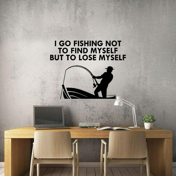 Lose Myself Quote Fishing Fish Fisher Fishers Fisherman Quotes Vinyl Design Wall Sticker Wall Art Wall Decal Boy Girl Kid Room Pool Area Bedroom Home Decor Stickers Decoration Size (8x10 inch)
