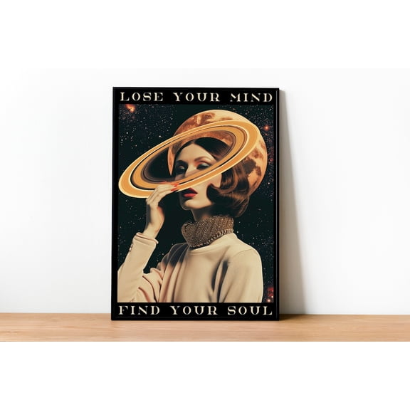 Lose Your Mind Find Your Soul Retro Wall Art, Unframed Canvas Size 12x18