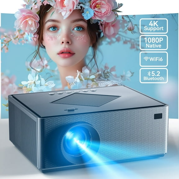 Losei 5G/2.4G WiFi Bluetooth Projector, 16000Lux 4K Support Movie Projector with HiFi Speaker 4P Keystone Correction 300"Display Compatible with TV Stick,Phone,HDMI/USB/TF/AV/AUX