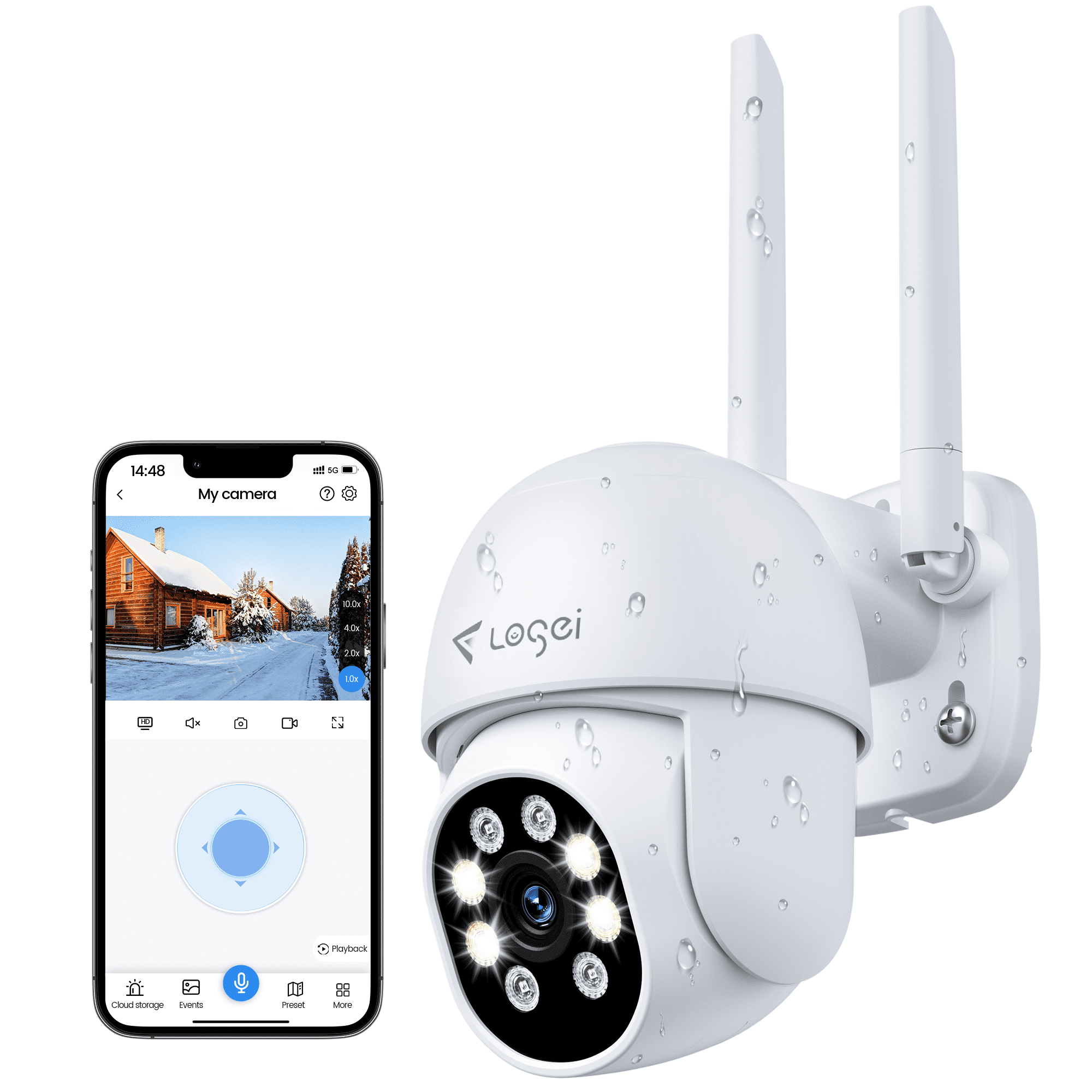 Losei Outdoor Security Camera with Light Alarm,Color Night Vision,2.4G WiFi,Motion Detection,IP66 Weatherproof ,Cloud/SD Card Storage,Two-Way Audio