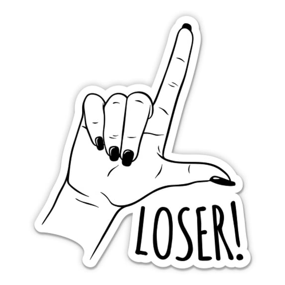Loser L Shape Fingers - 5" Vinyl Sticker - For Car Laptop I-Pad - Waterproof Decal