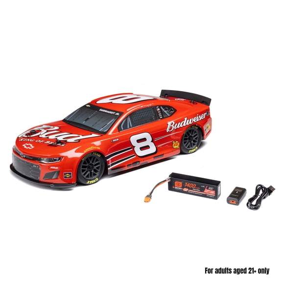 Losi 1/12 NASCAR RC Race Car Dale Earnhardt Jr. No. 8 Budweiser Chevrolet ZL1 2S AWD RTR Brushed On-Road Battery & Charger Included Red LOSF1122508