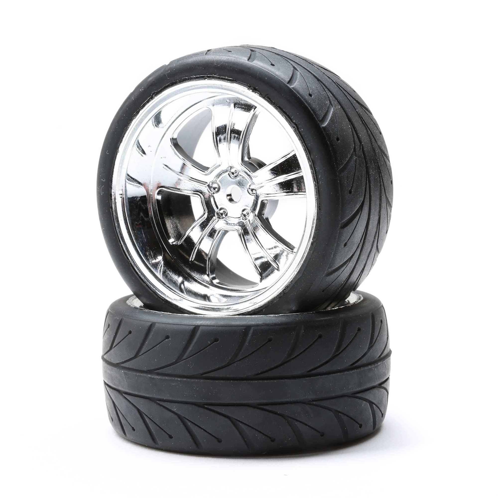 Losi Mounted RR 5-Spoke Wheel/Tire 54x30mm Chrome 2 LOS43039 RC Tire ...