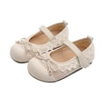 thumbnail image 1 of Losmtrace Girls Bow Mary Jane Ballet Soft Lace Flats Dress Shoes Slip-on Flower Girl Wedding Party Beige 8 M(23), 1 of 5